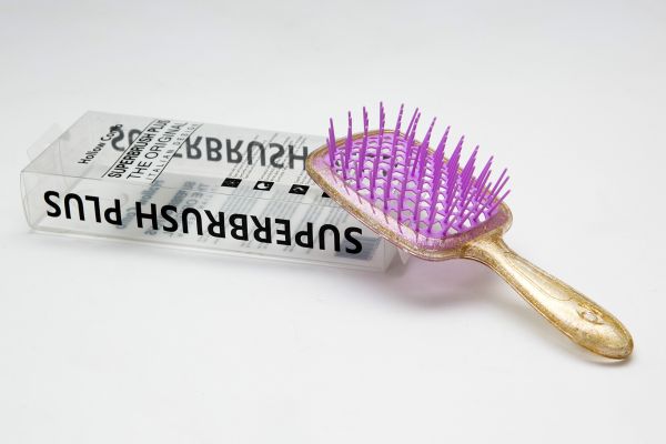 Щітка для волосся Superbrush Plus HolloW Comb Еліт фольгована з блискітками з фіолетовим