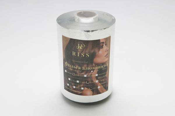 Фольга алюмінієва для перукарських робіт RISS Professional рифлена 14 см, 14 мкм, 200 м