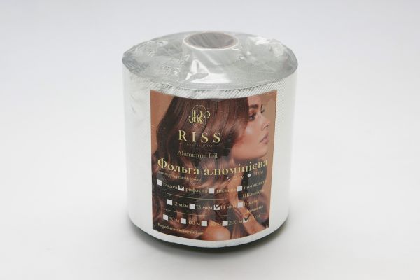 Фольга алюмінієва для перукарських робіт RISS Professional рифлена 12 см, 14 мкм, 250 м