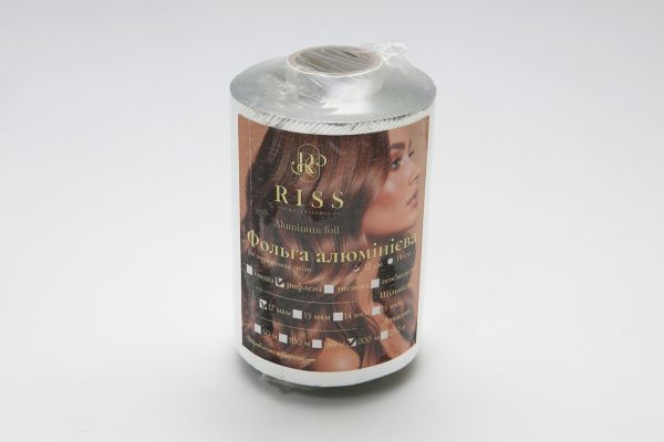 Фольга алюмінієва для перукарських робіт RISS Professional рифлена 12 см, 12 мкм, 200 м