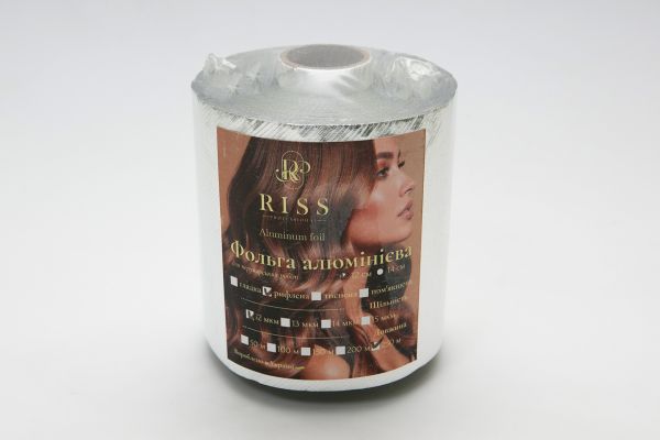 Фольга алюмінієва для перукарських робіт RISS Professional рифлена 12 см, 12 мкм, 250 м