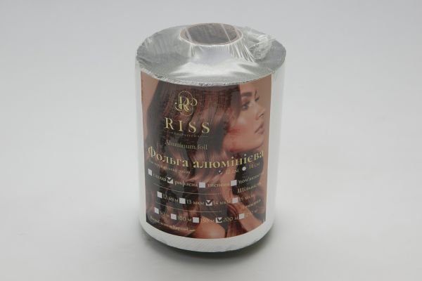 Фольга алюмінієва для перукарських робіт RISS Professional рифлена 12 см, 14 мкм, 200 м